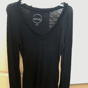 INC Ruffled V-neck long sleeve shirt
